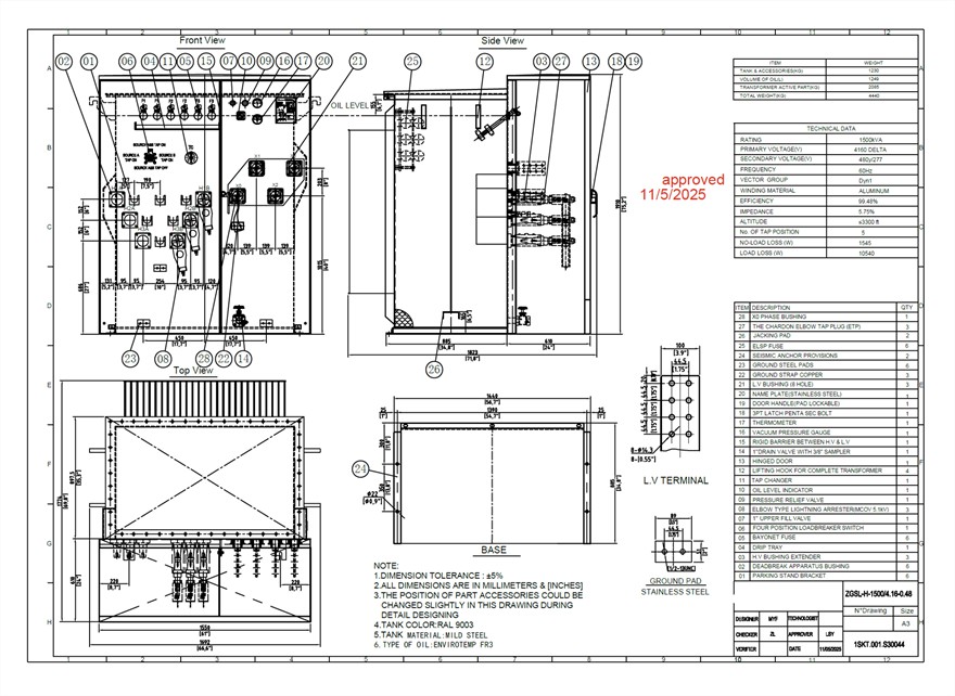 1500 kva medium voltage pad mounted transformers-drawing 1500 kva medium voltage pad mounted transformers-drawing